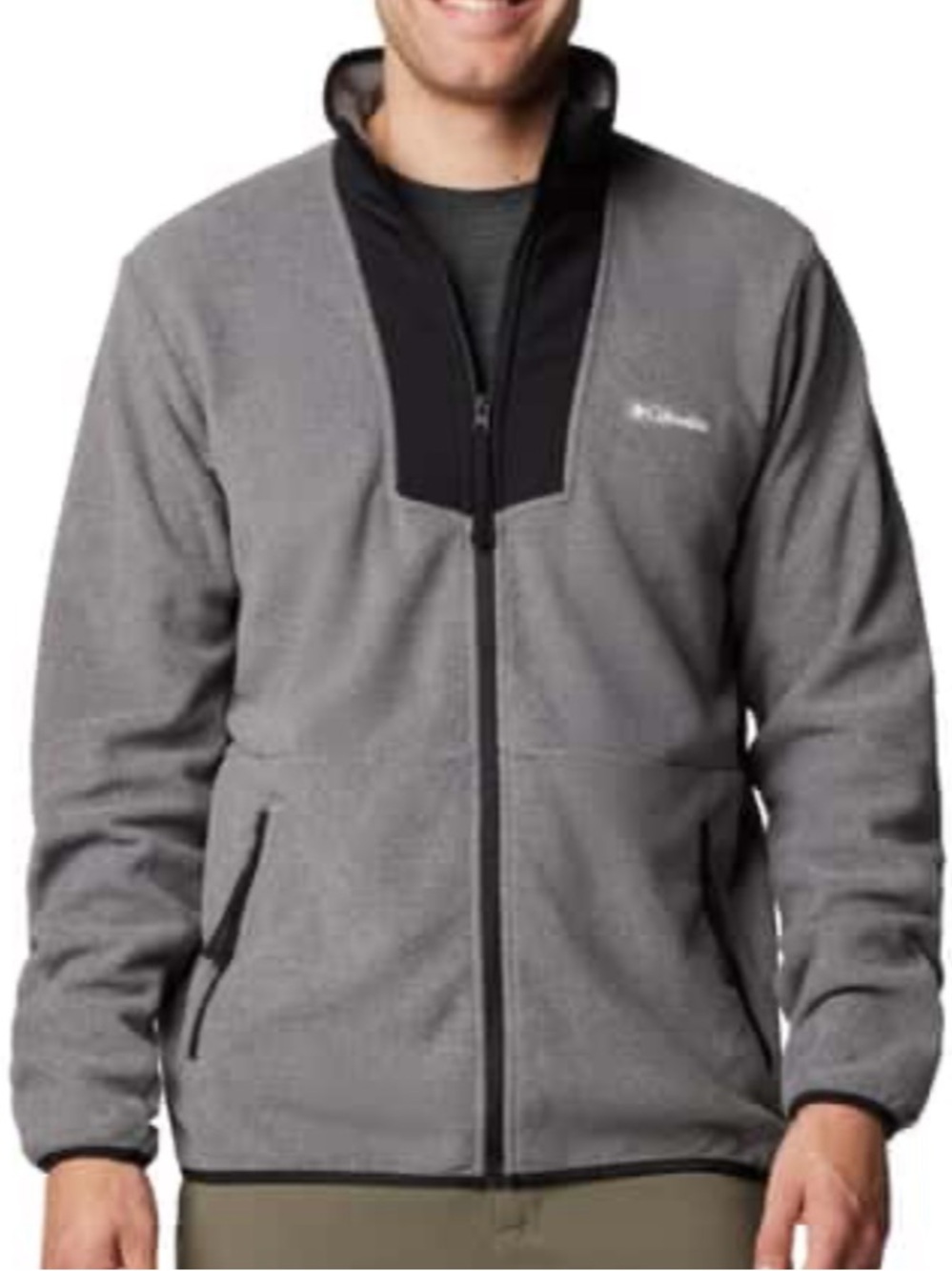 Columbia Men's Gray Fleece Jacket with Black Contrast Yoke